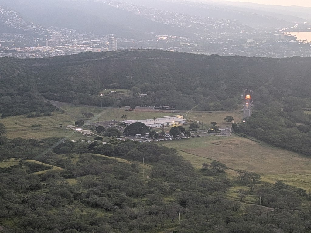 Parking area seen from atop Diamond Head