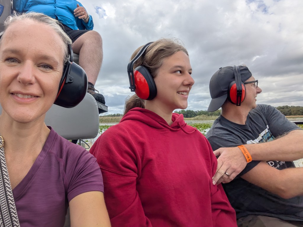 Enjoying the airboat ride at Boggy Creek Airboat rides in Kissemmee, FL